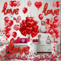 Valentines Day Decorations – 50+ Pcs Luxury Romantic Set with 3 Script LOVE B…