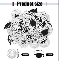 Sherr 400 Pcs Glitter Graduation Disco Confetti Black Bachelor’s Hat Silver
