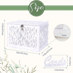 PVC Hollow Wedding Envelope Box with Lock and Card Sign, Secure Money Box