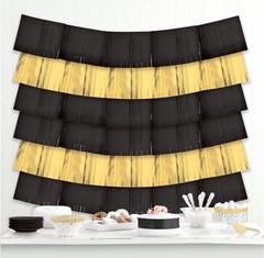 Black & Gold Metallic Fringe Backdrop Party Decoration Photo Booth Striped