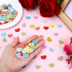200 PCS Glitter Valentines Day Conversation Candy Heart Table Confetti