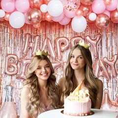 Juego De Rose Gold Decoracion De Cumpleaños Globos Fondos Para Mujer En Oferta