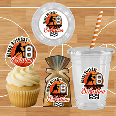 Basketball Stickers Set of 12 Personalized Name & Age Birthday Party Decor