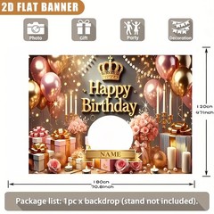 1pc Romantic Flower Crown Personalized Birthday Custom Tapestry Party Backdrop❀