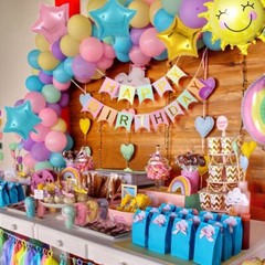 Birthday Party Foil Balloon Kit Moon Star Cloud Rainbow for boys girls & Babies