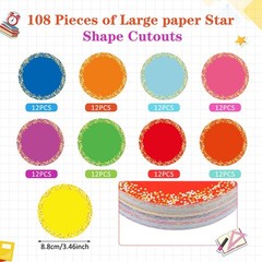 108 PCS 3.5 Inch Confetti Circles Cutouts, Small Paper Dots, Assorted Colors