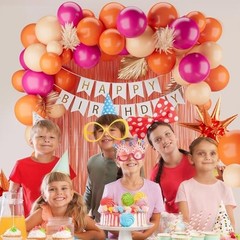 Hot Pink Orange Birthday Decorations for Girl,Macaron Orange Hot Pink Balloons