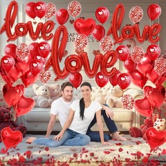 Valentines Day Decorations – 50+ Pcs Luxury Romantic Set with 3 Script LOVE B…