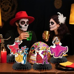 10 PCS Dia De Los Muertos Honeycomb Centerpiece Day of The Dead Halloween