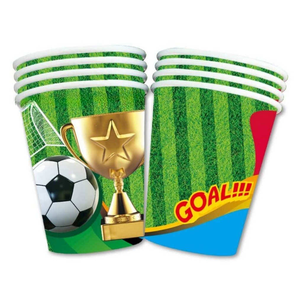 Soccer Goal Paper Drinking Cups 266ml 10pk Boys Birthday Party Table Decorations