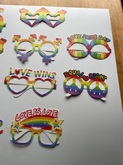 14 Pcs Pride Rainbow Photo Booth Props, Gay Pride Day Love Is Love Paper Glasses