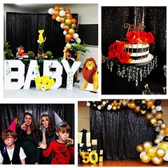Black Sequin Backdrop Curtains, 2 Panels 2FTx8FT Glitter 2 pcs-2ftx8ft S-Black