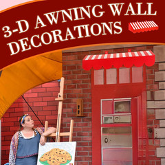 3D Circus Awning Wall Decor – 4 Pcs Red and White for Parties and Events
