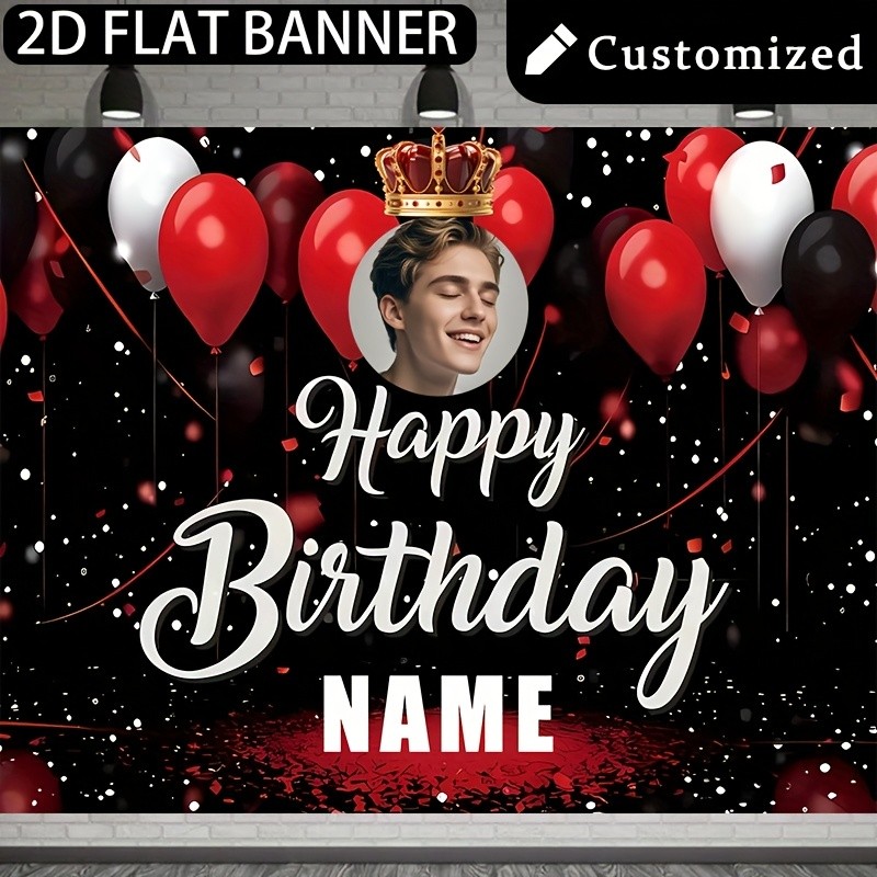 1pc 2D Theme Personalized Birthday Custom Poster Custom Text Photo Party Decor❀