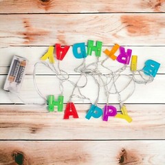Happy Birthday LED Lights Colourful Multi-Coloured LED Battery Birthday Decor