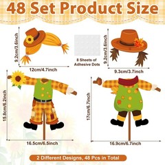 48 Set Thanksgiving Scarecrow Cutouts with Photo Space Bulletin Board Decor