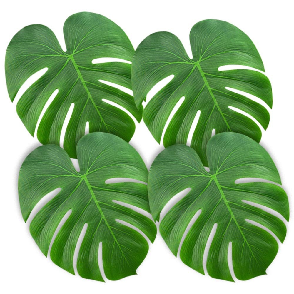KUUQA 60 Pcs Large 13″ Tropical Leaves Artificial Green Monstera Leaves Palm …