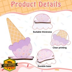 OBUSATT Ice Cream Table Wood Decorations (6 Pcs)