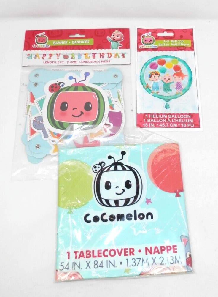 Cocomelon Birthday Party Supplies • 6′ Banner – Helium Balloon – Table Cloth NEW