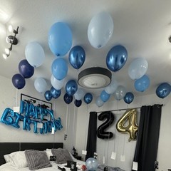 Blue Balloons Set, 12 Inches Dark Metallic Light Blue Balloons Confetti Ballo…