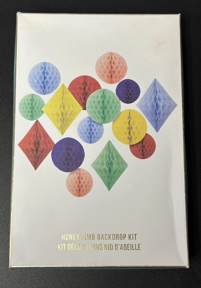 Honeycomb Backdrop Kit 15 Hanging Honeycomb Decorations 3 Sizes W/ Cords & Clips