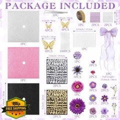 Harsever 48Pcs Graduation Cap Decor Kit Lavender Flower Butterfly