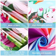 Bunny Birthday Decorations Happy Easter Backdrop Happy Birthday Banner Easter…