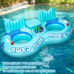 Pcs Inflatable River Tube Float 2 Person Heavy Duty Pool Float with Built in