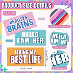 24 Designs Fun Photo Booth Props Fun Colorful Party Sign Decor Double Sided 11×5