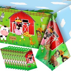 Kasyat Farm Animals Party Tablecloth Farmhouse Disposable Plastic Table Cover
