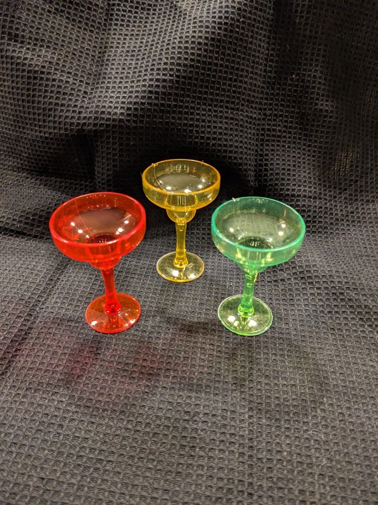 Margarita Shot Glasses Yellow, Green and Pink 25 pieces 3 in 1oz.