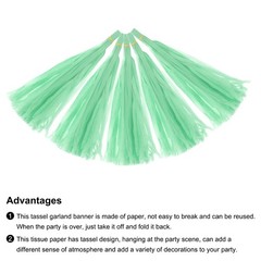30Pcs Light Green Tassel Garland Banner with Rope