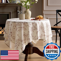 OMMATO Table Cloth Square Floral Tablecloth Farmhouse Vintage French Rustic Brow