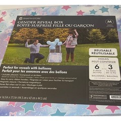 Snap-N-Store Gender Reveal Box Medium Pink Blue NEW Reusable Magnetic 16.5×17.5