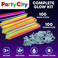 100 Glow Sticks Bulk Party Pack 8”– Neon Glow in the Dark Party Supplies, Glo…