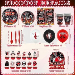 Rock and Roll Party Decorations, Including Born to Rock Banner, Plate , Napki