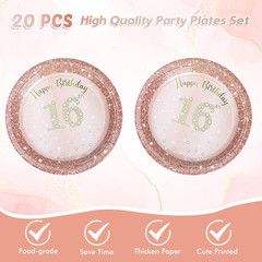 41Pcs 16th Birthday Party Decorations for Girls, Rose Gold Birthday Supplies Inc