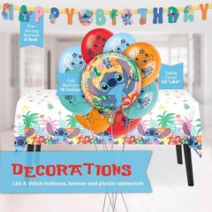 Lilo and Stitch Disposable Birthday Party Plates, Napkins, Banner, Tablecover