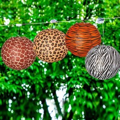 Mudder Jungle Animal Print Paper Lanterns Safari Hanging Lantern…