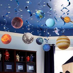 Kid-Safe 12 Pack Space Decorations – Stylish Swirl Accessories for Parties