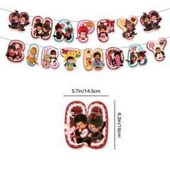 Anime Monchhichi Happy Birthday Banner Balloon Cupcake Topper Party Decoration