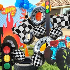 Checkered Balloons Traffic Light Balloon Chequered Flag Balloon Black and Whi…