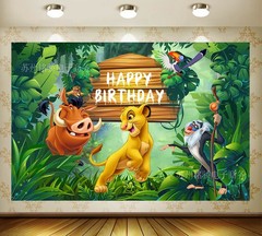 Lion King Simba Backdrop Happy Birthday Banner Baby Shower Photo Background