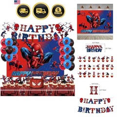 52pcs Spider Birthday Decorations Pack – Cartoon Spider Party Decorations Sup…