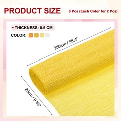 8Pcs Crepes Papers Roll 8.2ft Long 98 Inch Wide for Decoration Multicolor