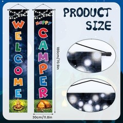 Camping Door Banner Decorations for Kids Adult Happy Camper Porch Sign Welcom…