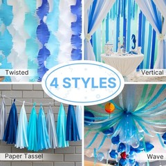 Blue Green and Lime Crepe Paper Streamers 6 Rolls Ideal for Parties