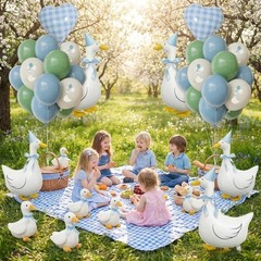 One Silly Goose Birthday Decorations Boy – Goose Balloons with Blue Printed L…