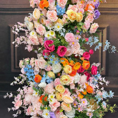 Vibrant Floral Arch Decor Colorful Rose Hydrangea Party Backdrop With Stands