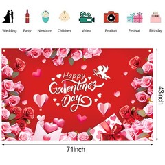 Large 71 X 43 Inch Happy Galentines Day Backdrop Banner, Red Pink Galentines Day